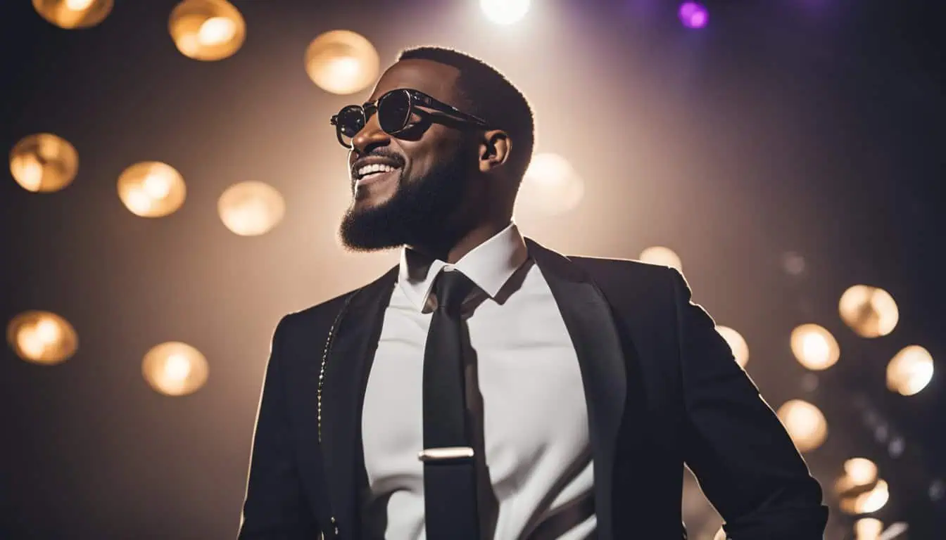 A smiling man in a suit and tie with sunglasses, embodying the essence of professional emcee services in Singapore.