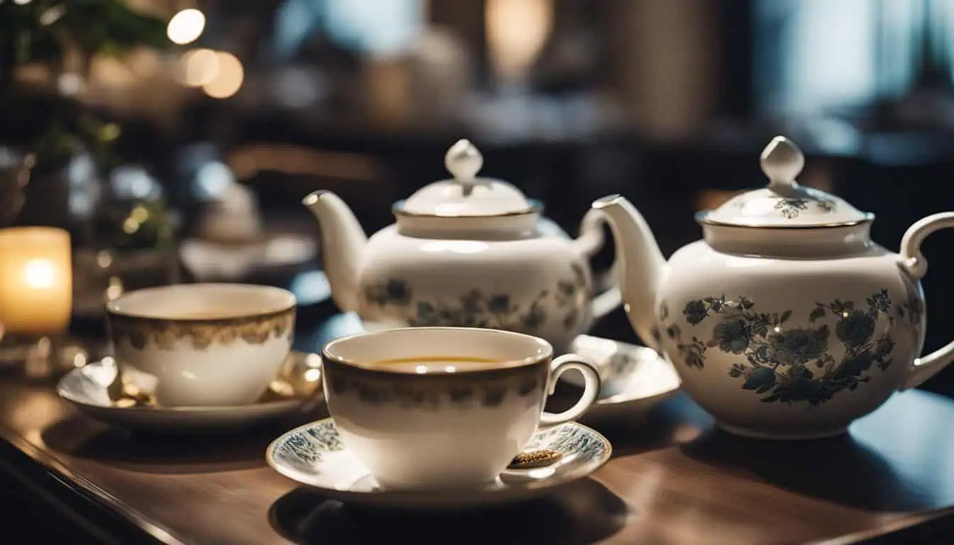 An elegant display of tea on a table, highlighting a premier tea destination in Singapore.