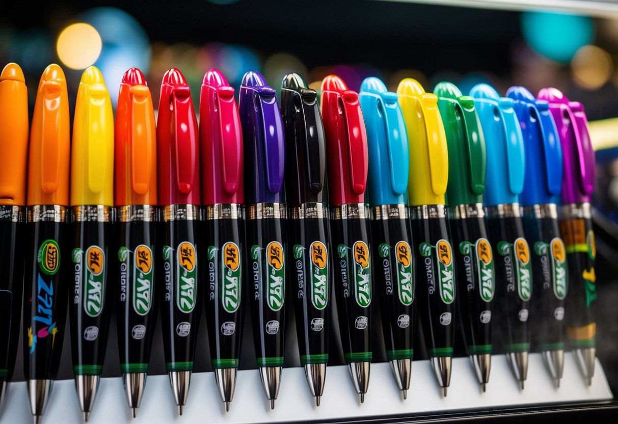 A colorful array of BIC Jazz Original Retractable Pens arranged in an eye-catching promotional display
