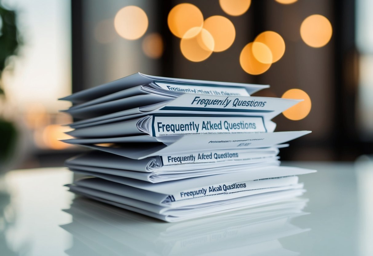A stack of promotional materials with the "Frequently Asked Questions" section highlighted