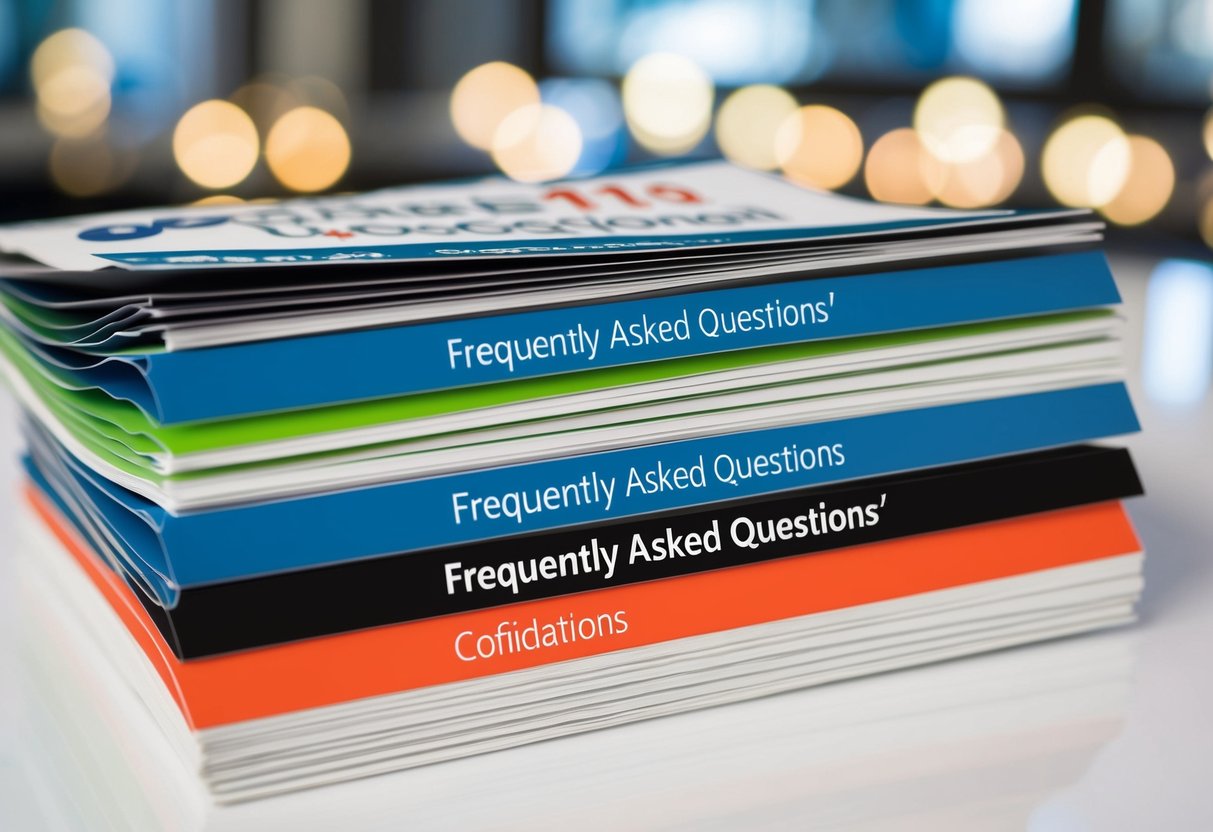 A stack of promotional materials with the "Frequently Asked Questions" section highlighted