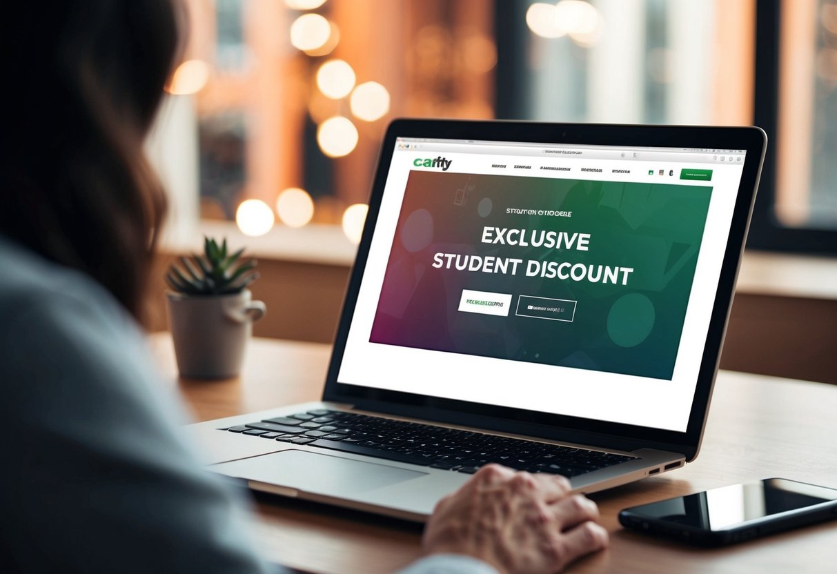 A laptop with a casetify website open, showing a promotional banner for an exclusive student discount