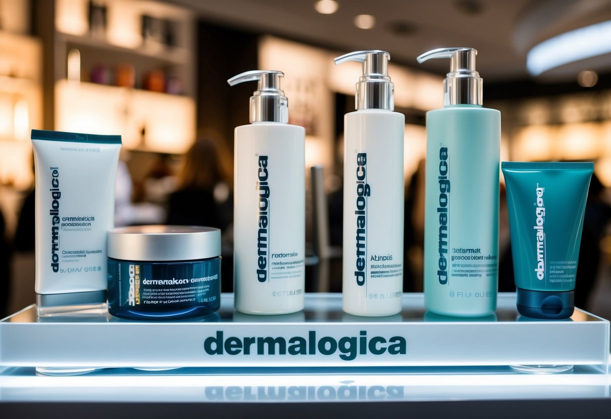 A display of Dermalogica products with promotional signage