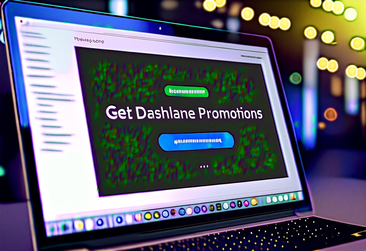 A computer screen showing a promotional code entry field with a "Get Dashlane Promotions" button highlighted