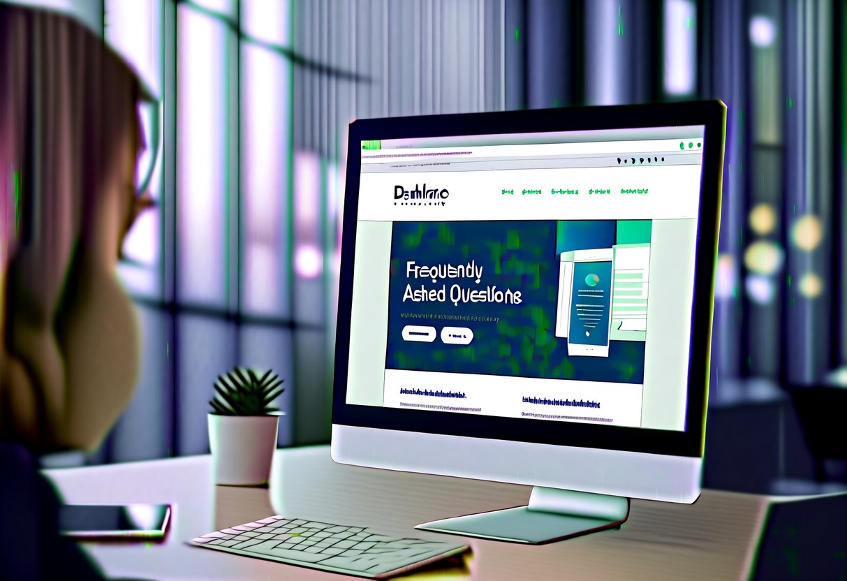A computer screen displaying a webpage with a section titled "Frequently Asked Questions" and a banner advertising Dashlane promotions
