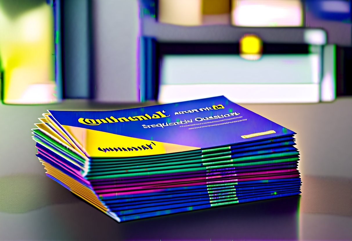 A stack of colorful brochures and promotional materials for Continental tires with a "Frequently Asked Questions" section highlighted