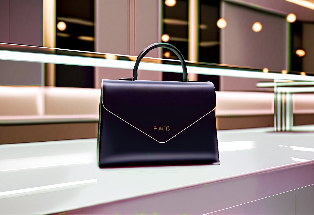 A sleek Furla Envelope Bag displayed on a clean, modern counter with soft lighting