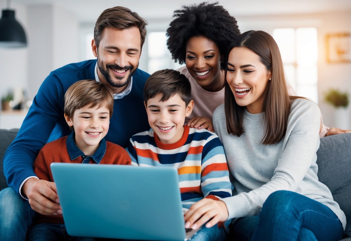 A family happily using BT Superfast Fibre home broadband