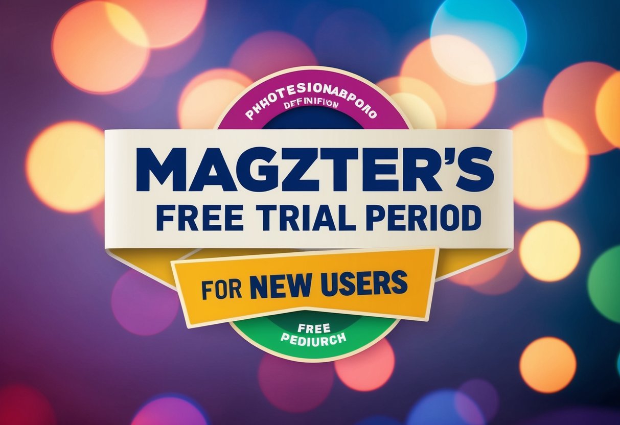 A colorful banner advertising magzter's free trial period for new users