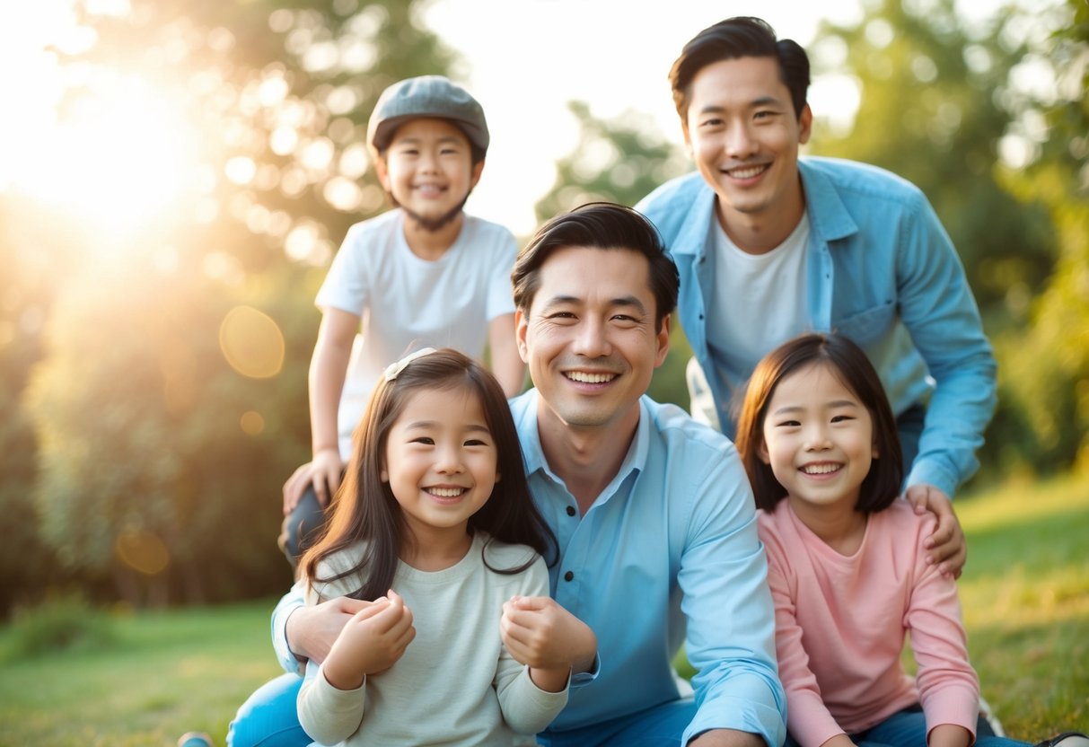 A smiling family enjoying outdoor activities, with a visible Etiqa logo and a sense of safety and security