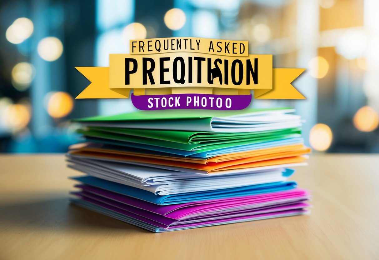 A stack of colorful promotional materials with a "Frequently Asked Questions" banner displayed prominently