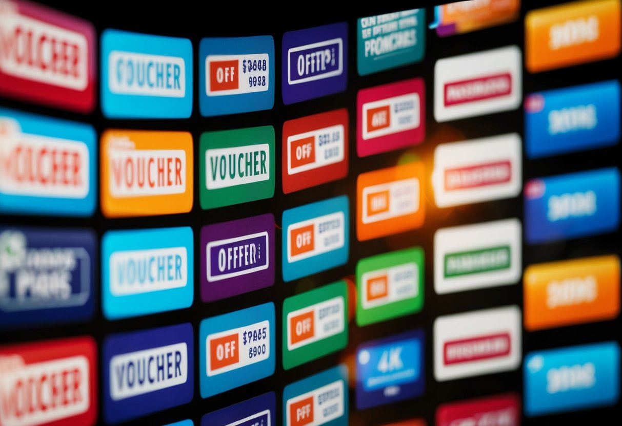 A colorful array of vouchers and promotional offers displayed on a digital platform