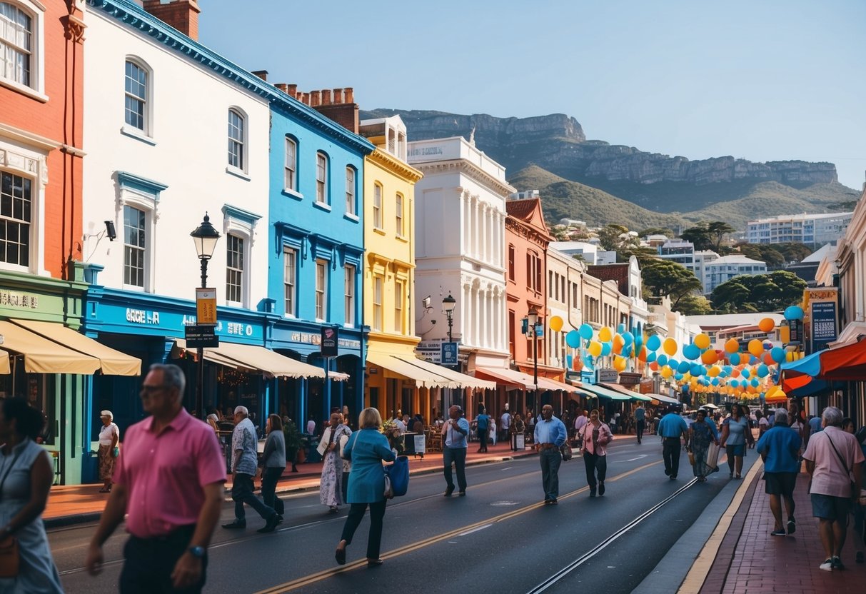 A bustling street in George Town, with colorful heritage buildings and vibrant cultural promotions
