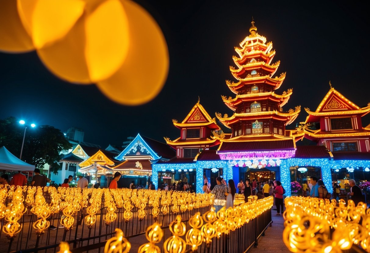 Vibrant lights illuminate Kek Lok Si Temple, showcasing Penang's rich culture and promoting the annual event