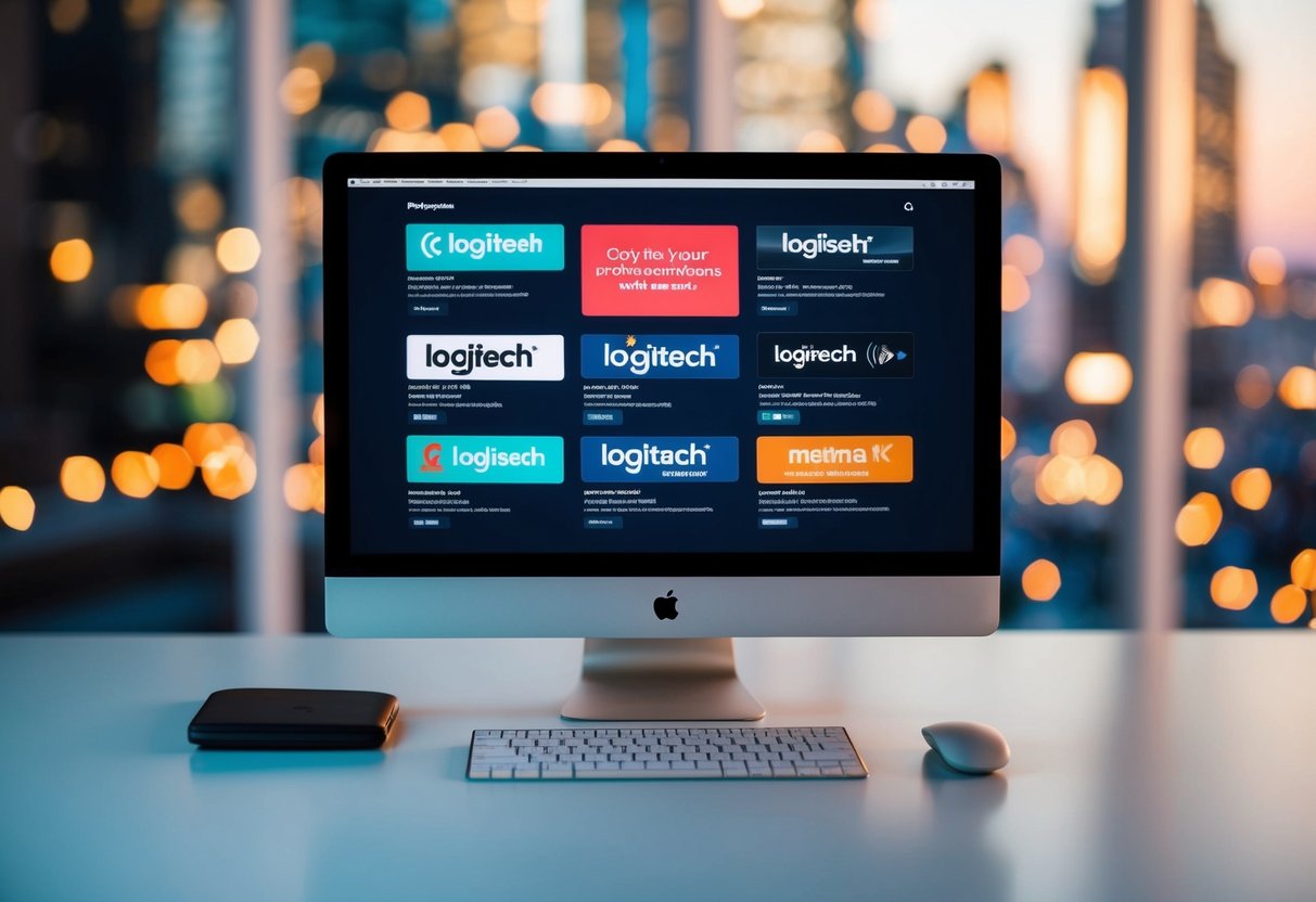 A computer screen displaying Logitech promotions on various channels