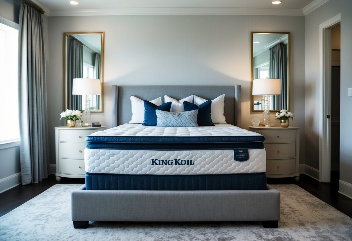 A luxurious bedroom with a plush King Koil mattress, adorned with premium bedding and pillows