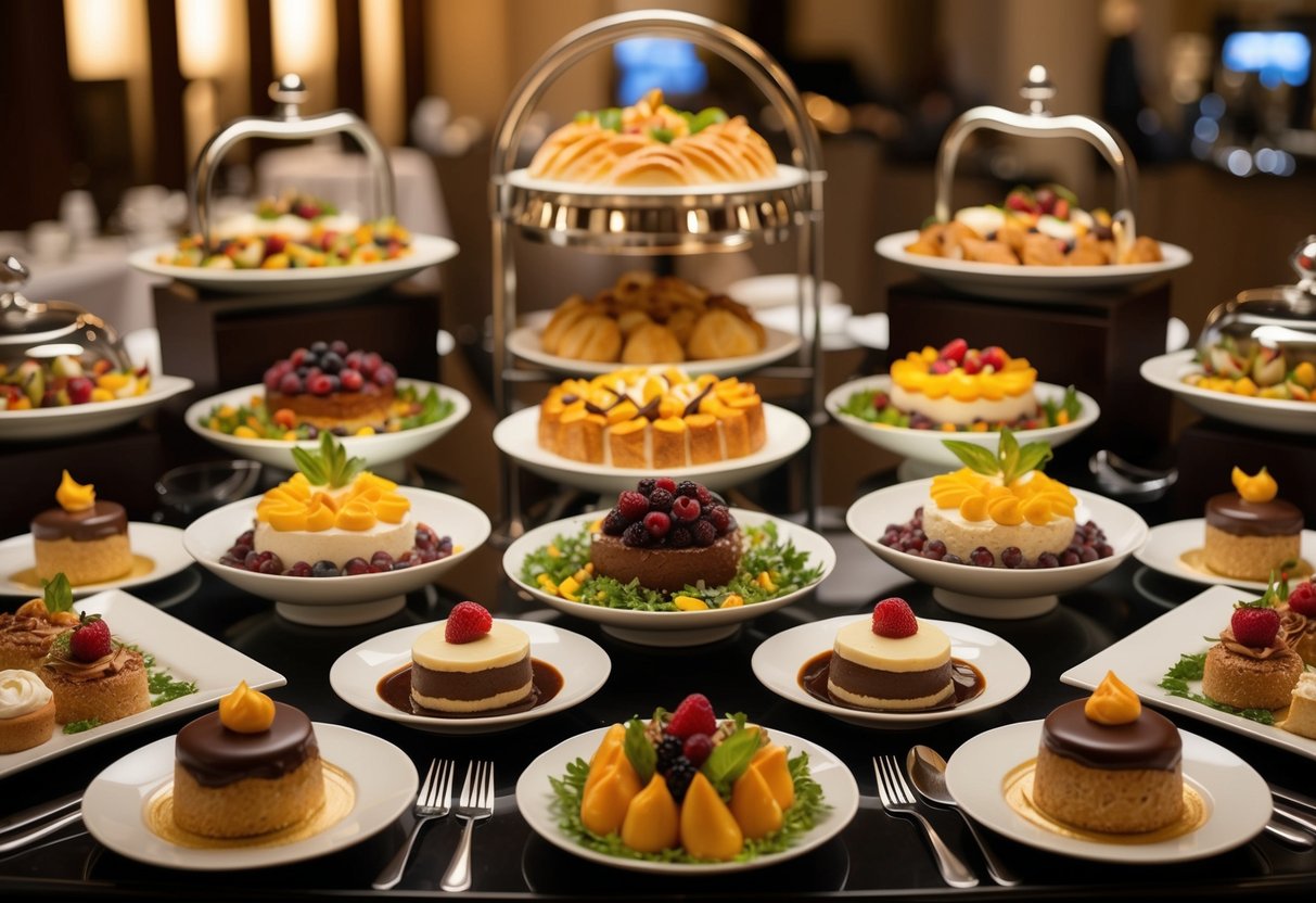 A lavish spread of gourmet dishes and decadent desserts at a JW Marriott buffet promotion