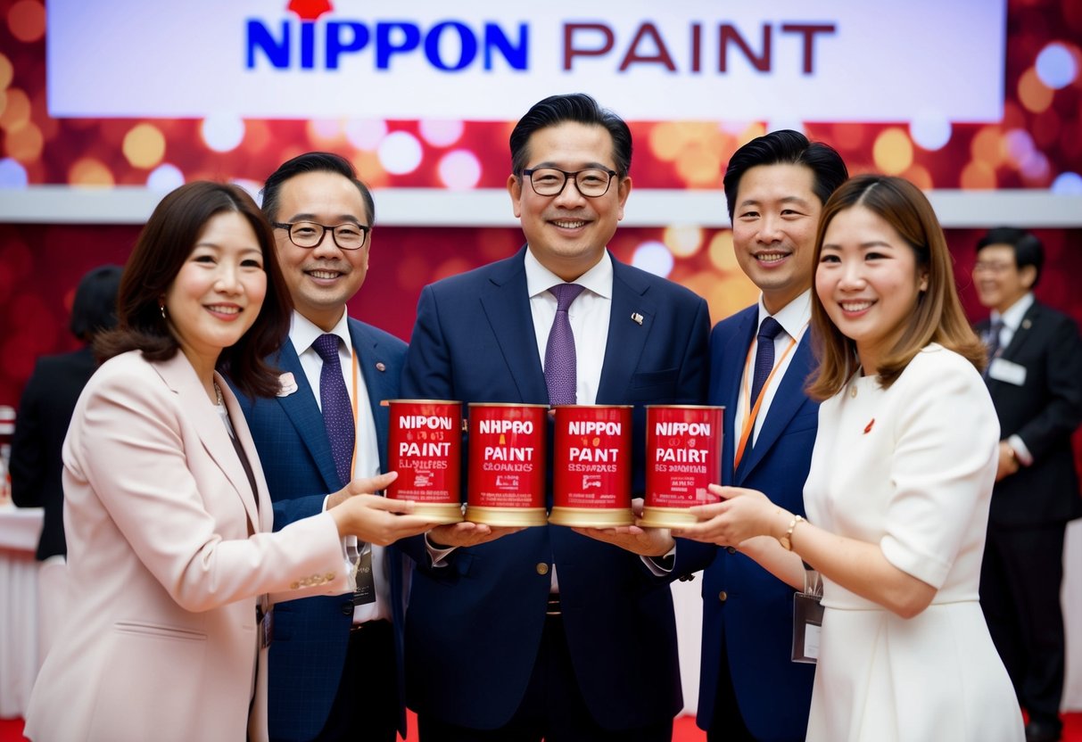 Customers receiving exclusive rewards at a Nippon Paint loyalty event