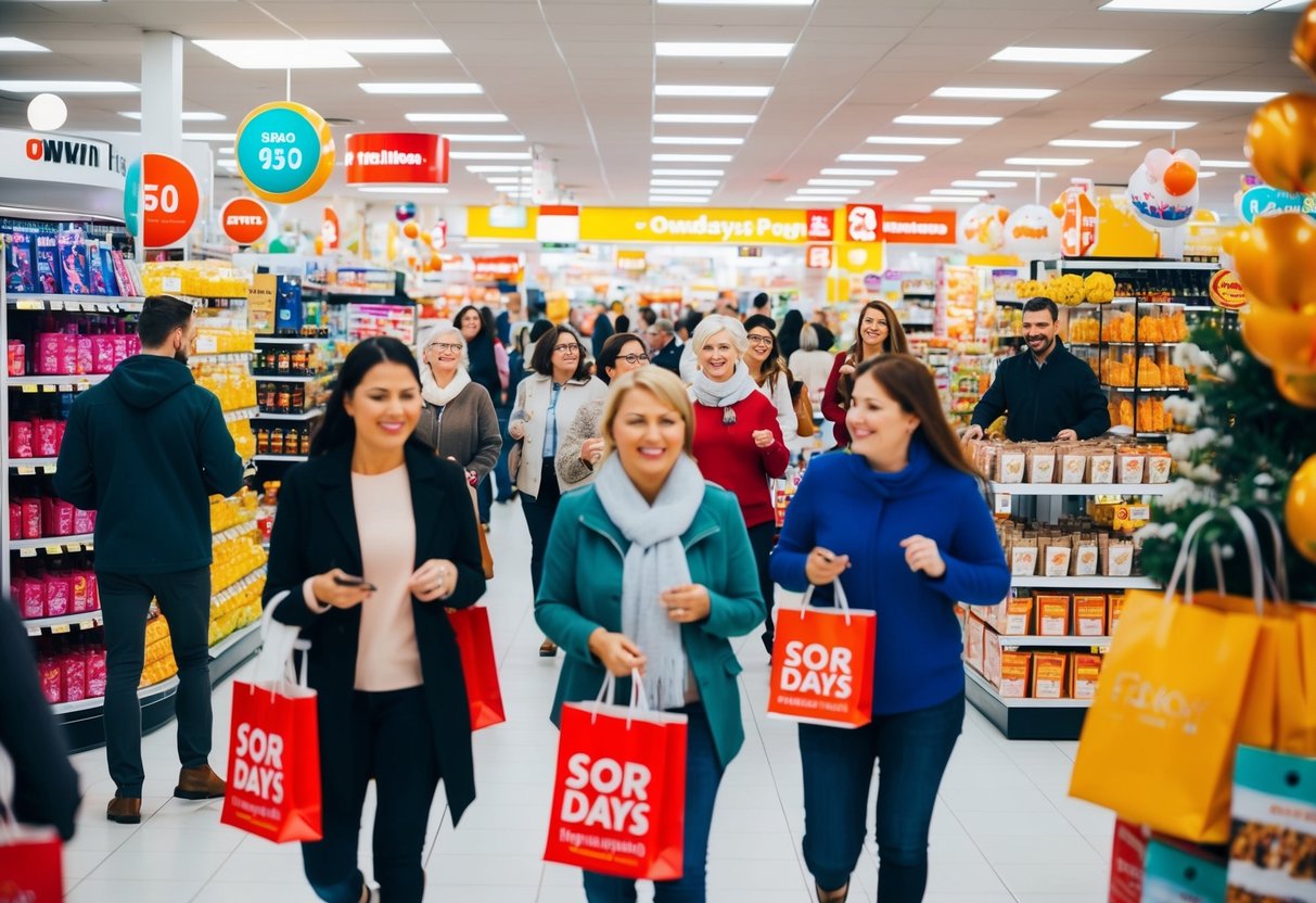 A bustling store filled with bright displays and happy customers taking advantage of OWNDAYS promotions