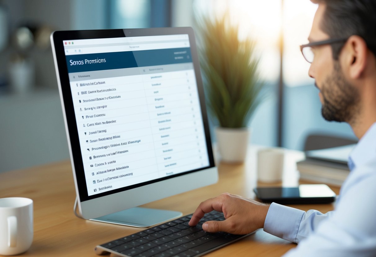 A customer browsing through a list of frequently asked questions about Sonos promotions on a computer screen