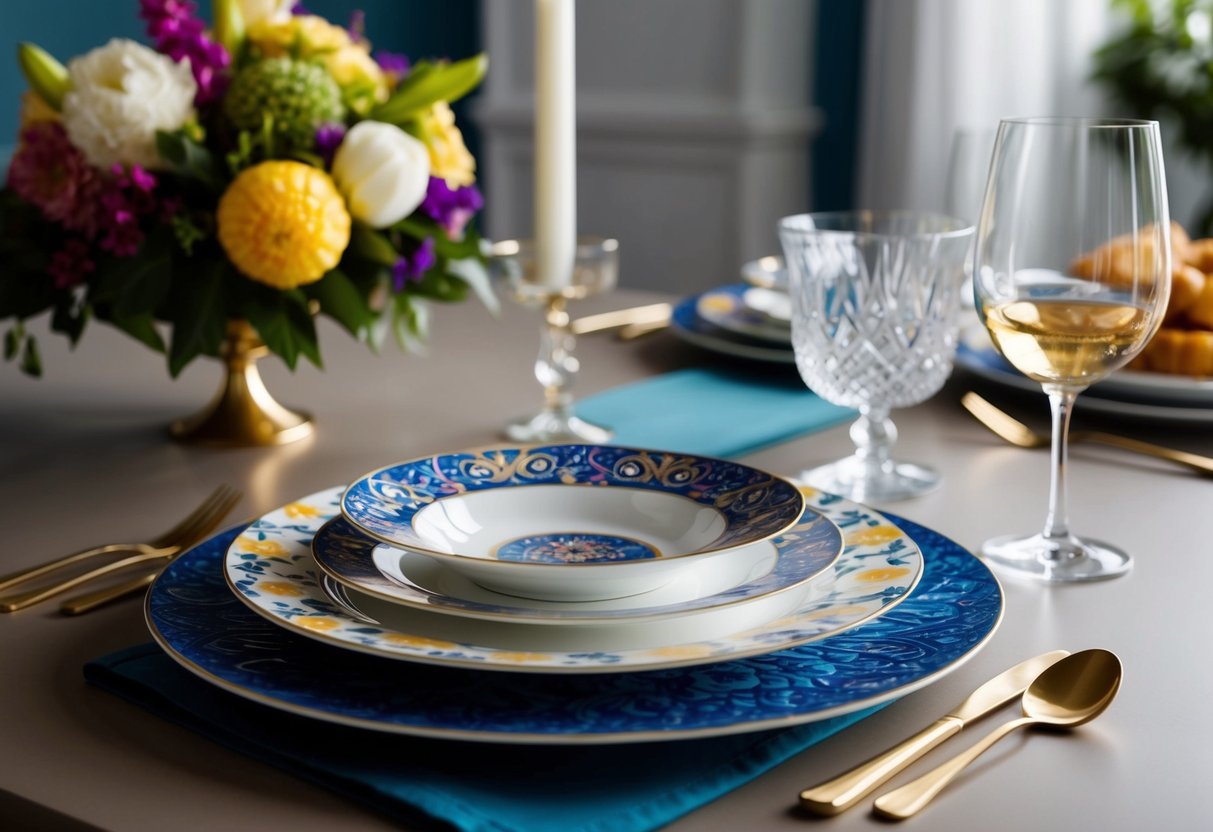 A table set with Corelle Splendour dinnerware, showcasing the collection's elegant design and vibrant patterns