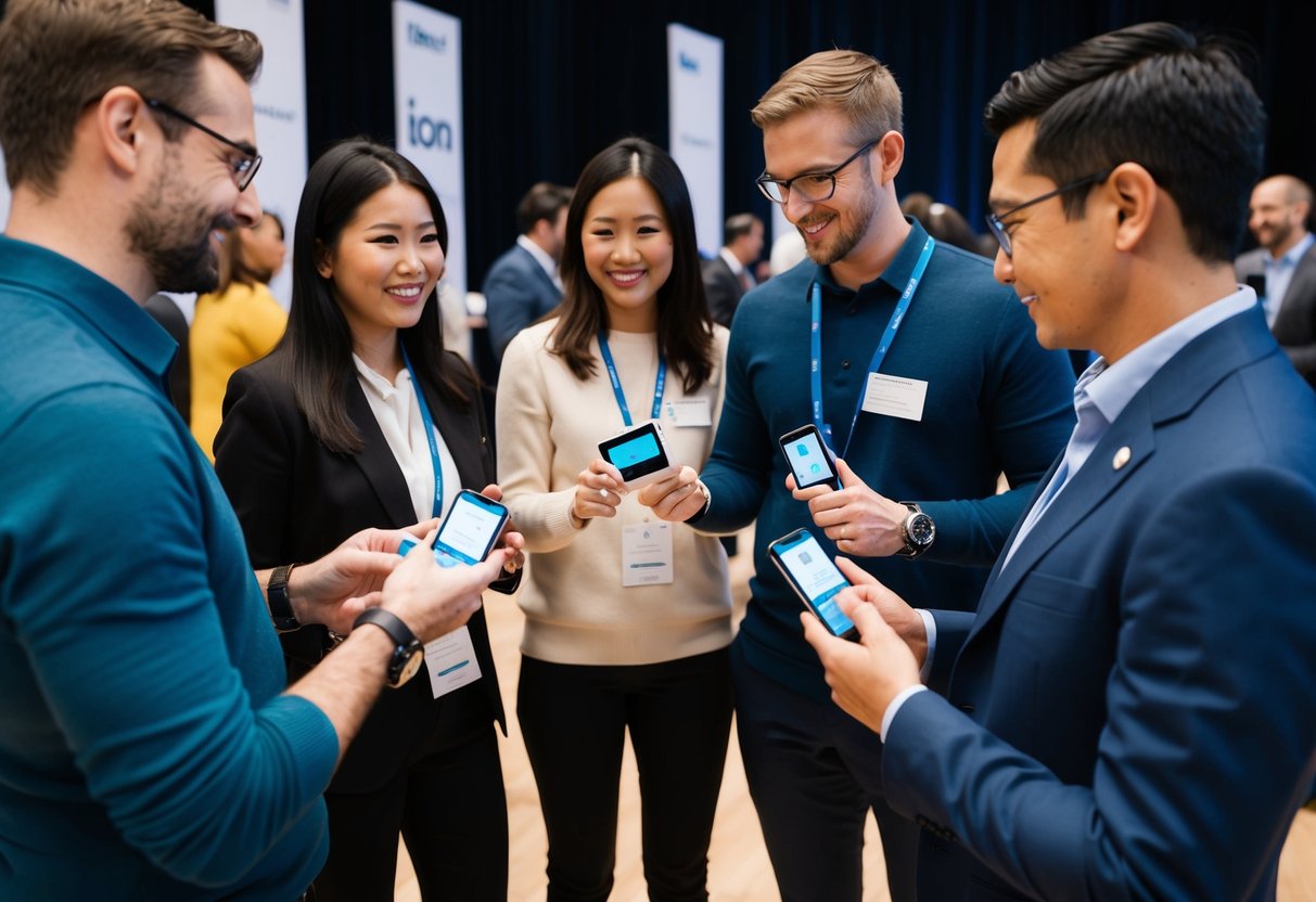A group of people interacting with Ion Wearable Tech products at a promotional event