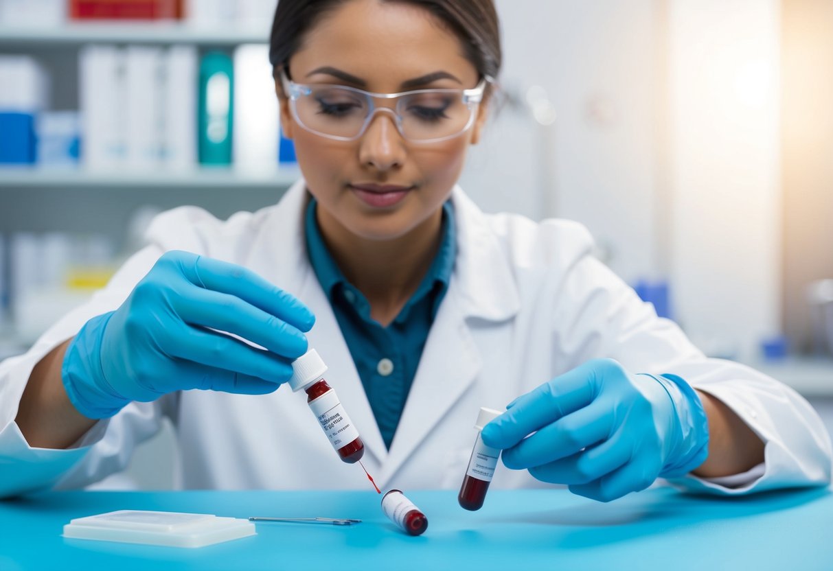 A lab technician preparing blood samples for thyroid function analysis