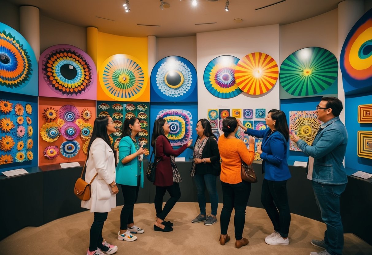 A colorful display of 3D paintings and optical illusions at the Trick Eye Museum, with visitors interacting and posing with the artworks
