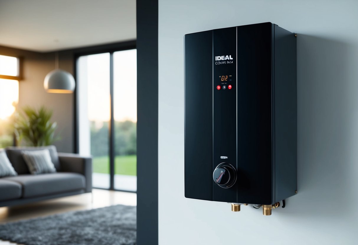 A modern home with a sleek, wall-mounted Ideal Logic Max Combi C30 Boiler water heater prominently displayed