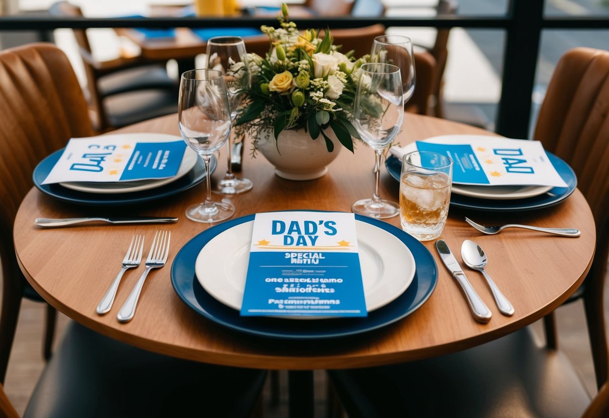 A table set with Dad's Day special menu items and Putien promotions