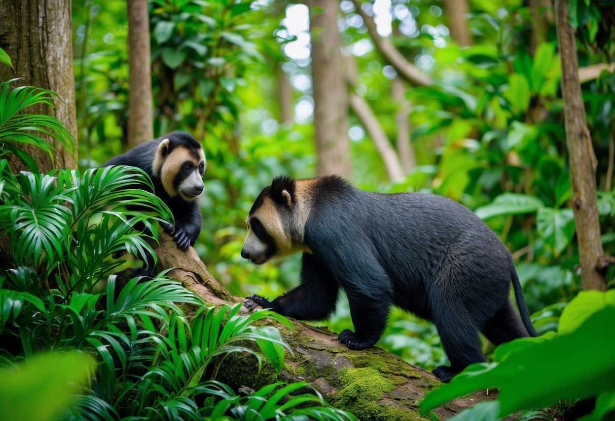 Lush rainforest animals defend against deforestation in vibrant wildlife reserve, promoting conservation in Singapore