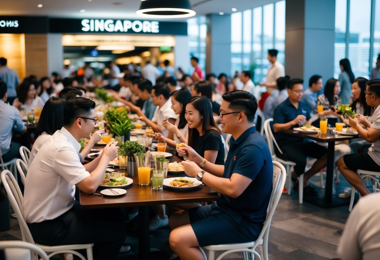 A bustling lunch crowd enjoys discounted meals at various restaurants in Singapore during Lunch Promotions Week
