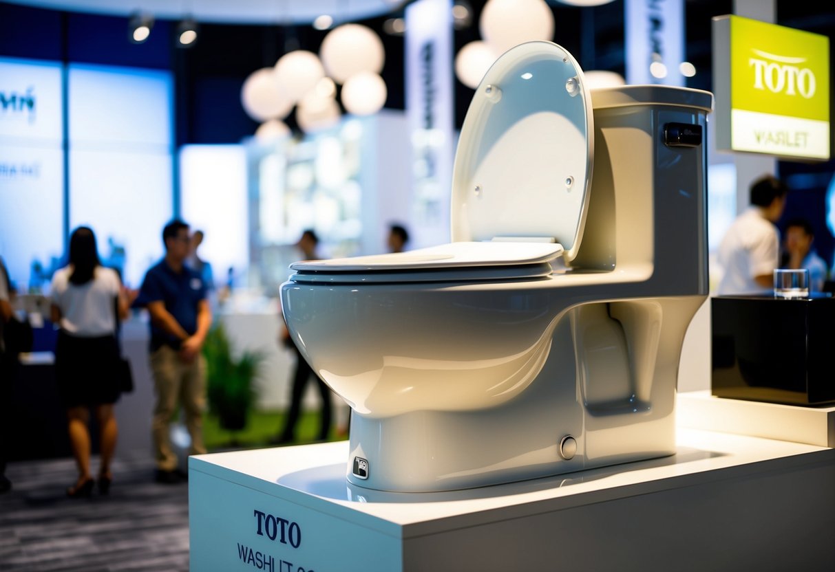 A modern Toto Washlet C200 toilet bowl on display at a promotional event in Singapore