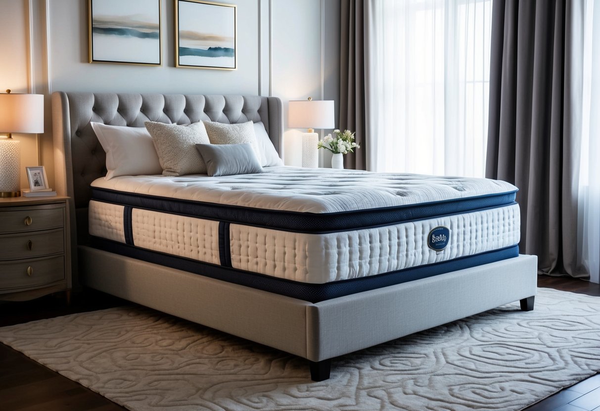 A luxurious Sealy mattress displayed in a stylish bedroom setting with elegant bedding and soft lighting