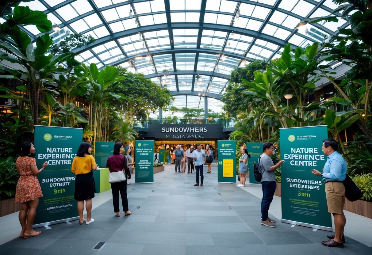 The Nature Experience Centre in Singapore features promotions for their sundowners event, with visitors asking frequently asked questions