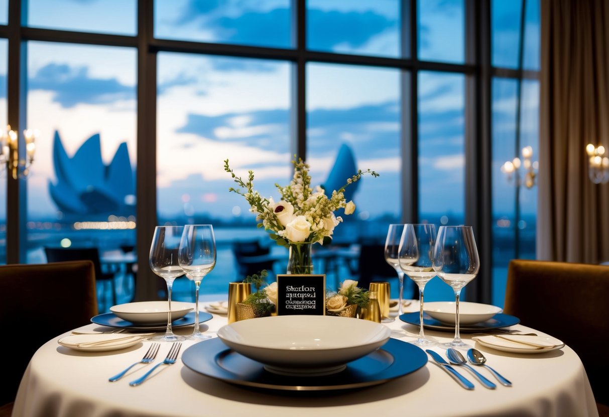 A luxurious table setting with fine dining utensils and elegant decor, symbolizing exclusive dining privileges for Standard Chartered banking promotions in Singapore