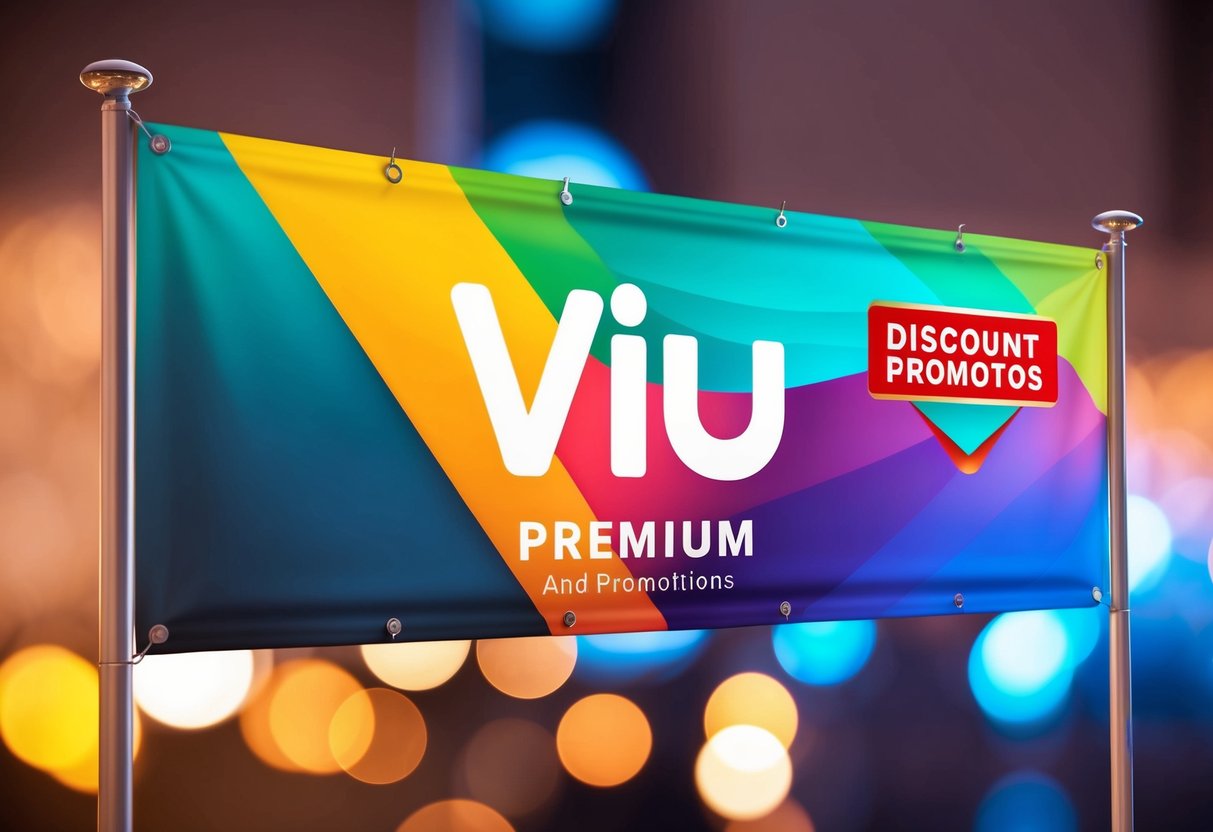 A colorful banner advertising Viu Premium Discount and promotions