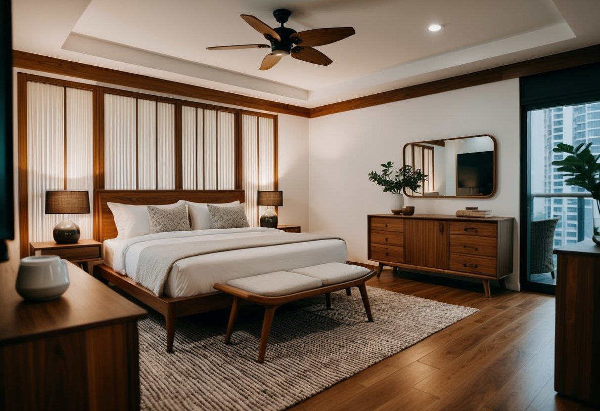 A cozy bedroom with scanteak furniture on sale in Singapore