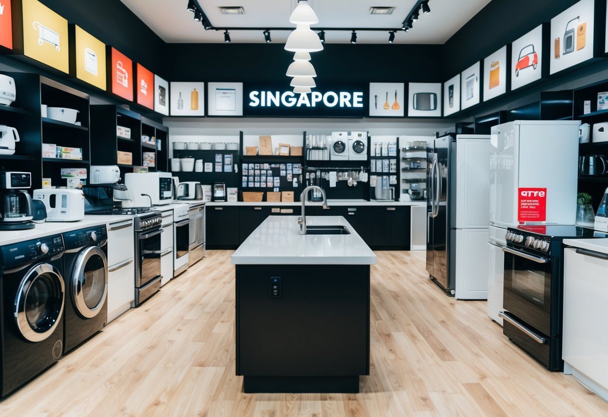 A bustling online store with various home and kitchen appliances on sale in Singapore