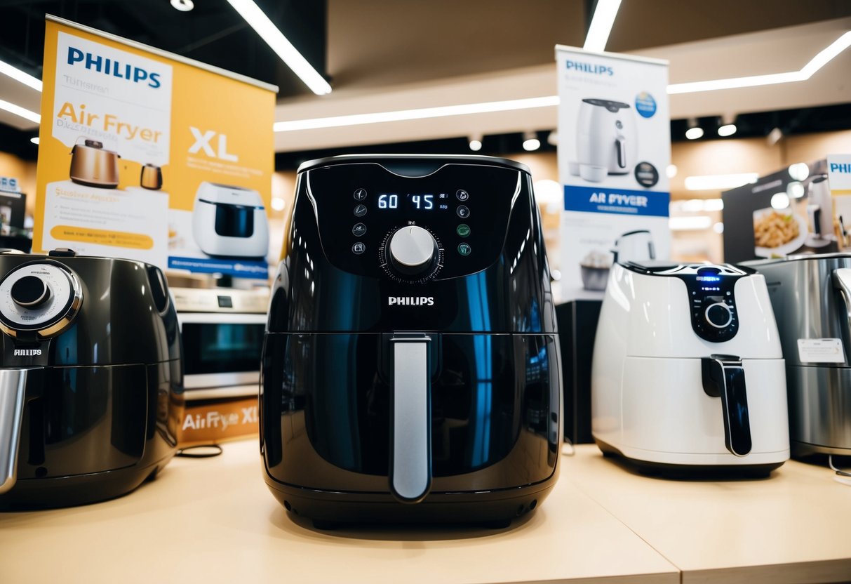 The Philips Air Fryer XL sits prominently among other home and kitchen appliances in the Mayer promotions at the online store in Singapore