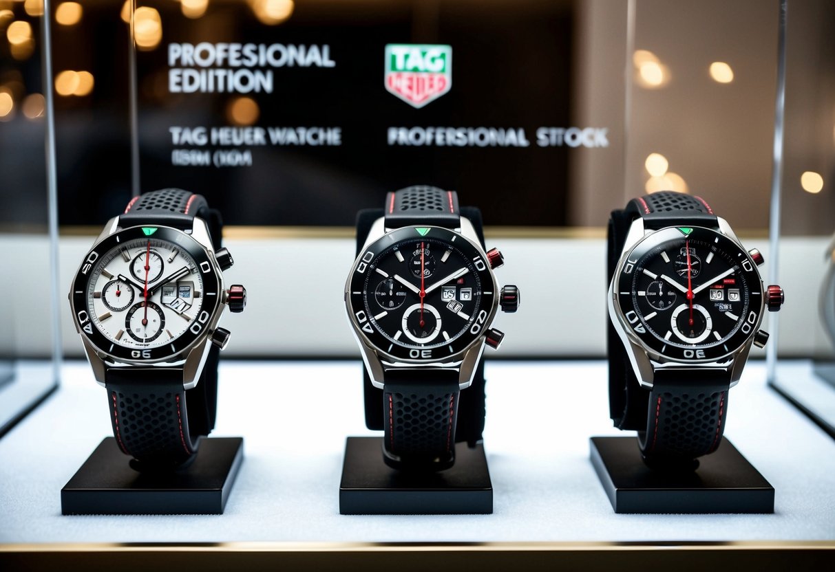 A display of exquisite limited edition Tag Heuer watches with promotional signage