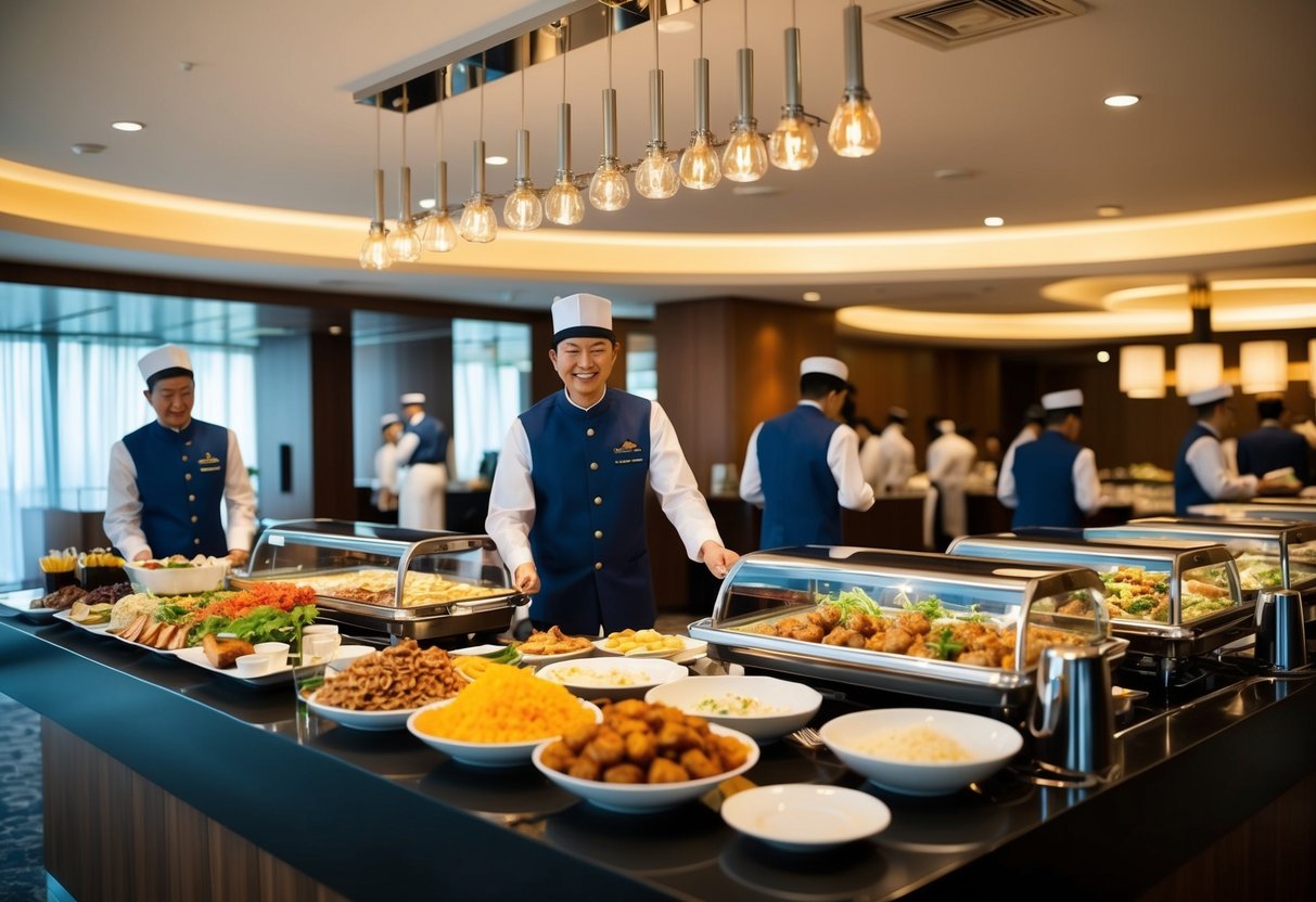 A bustling Halal-certified buffet with Captain Kim promotions in Singapore