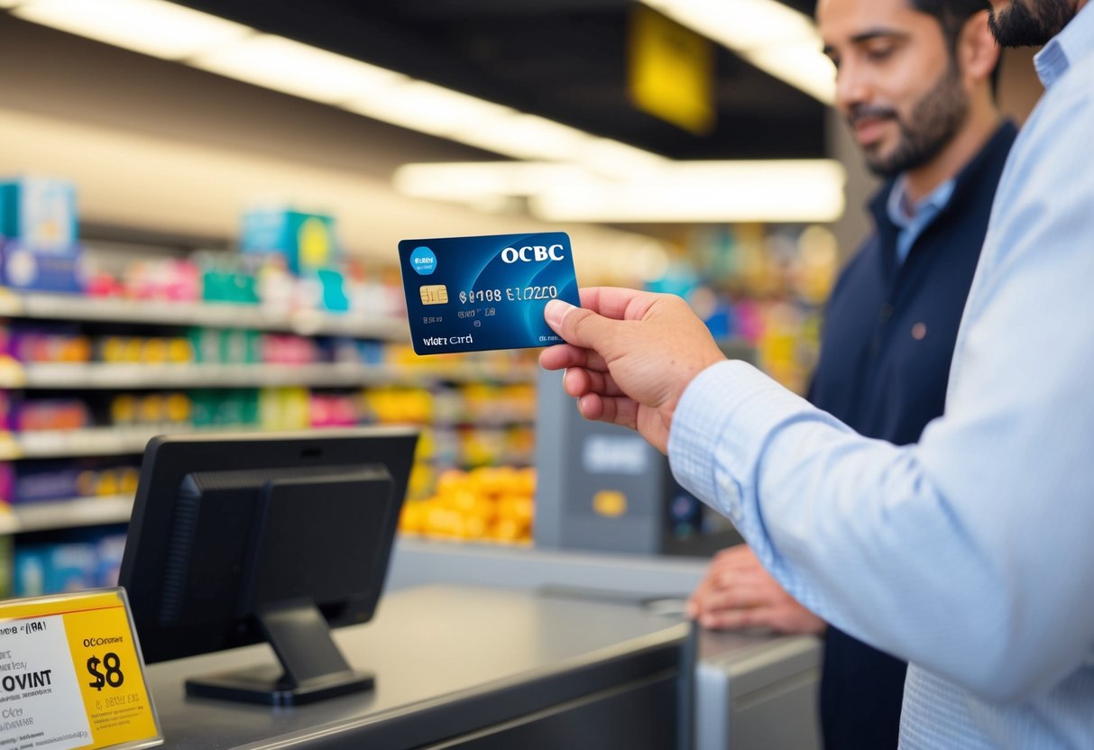 A customer using an OCBC card at Watsons, receiving an $8 discount at checkout