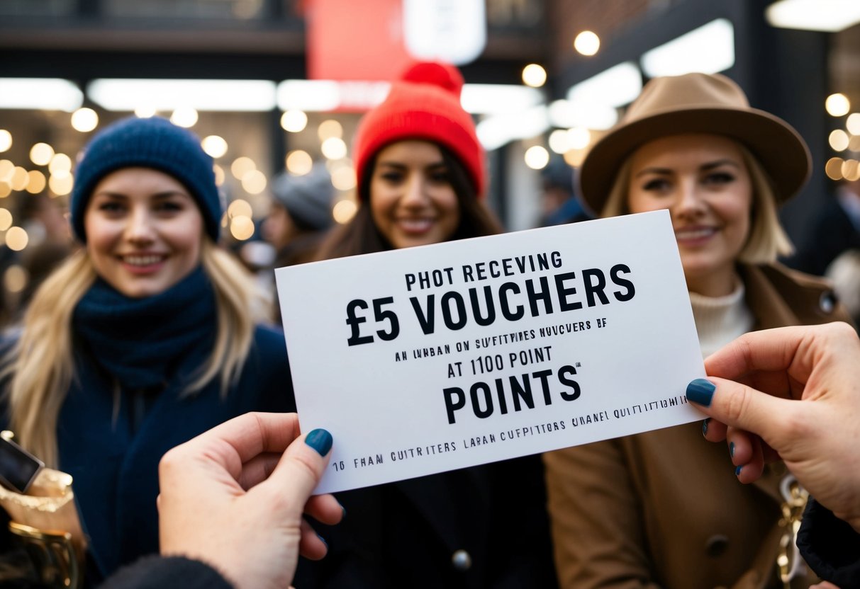 Customers receiving £5 vouchers in exchange for 100 points at an Urban Outfitters promotion
