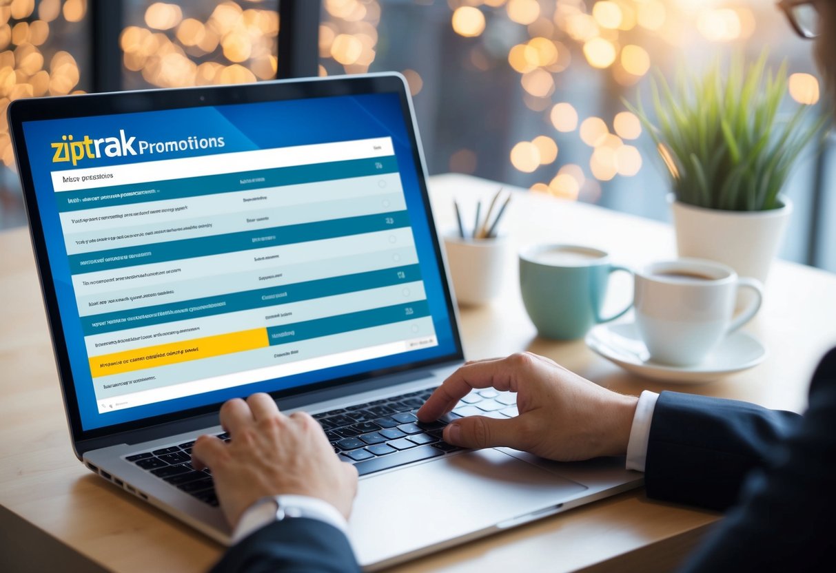 A customer browsing a website with a list of frequently asked questions about Ziptrak promotions