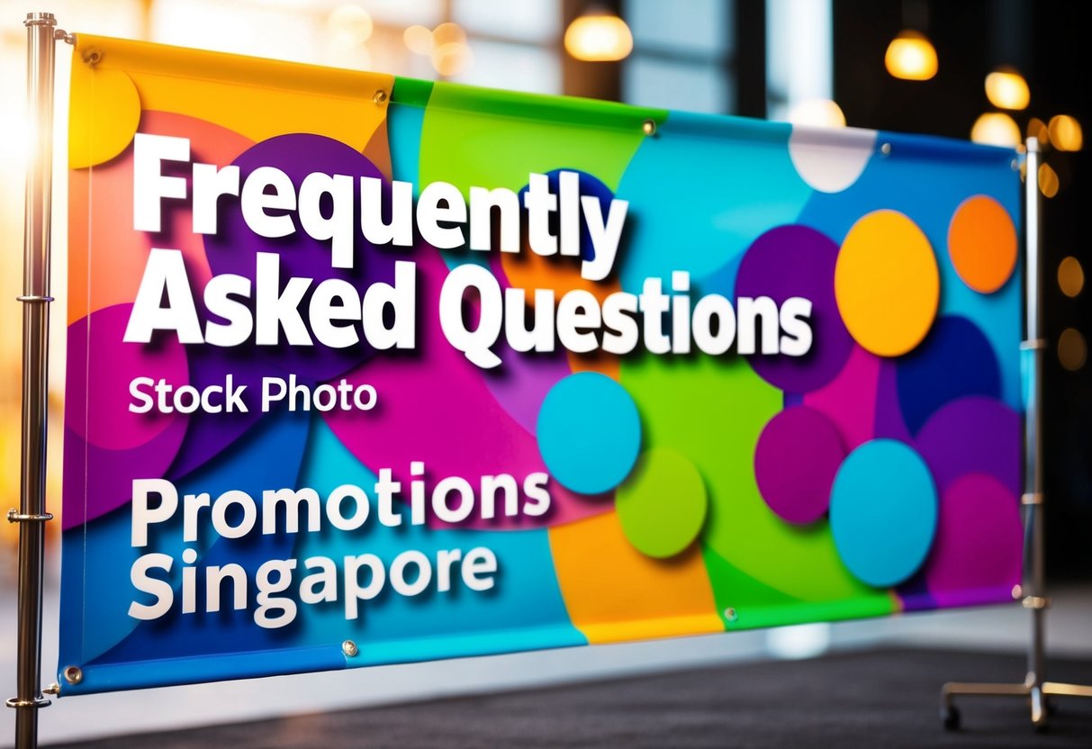 A colorful banner with "Frequently Asked Questions" and "Promotions Singapore" displayed prominently