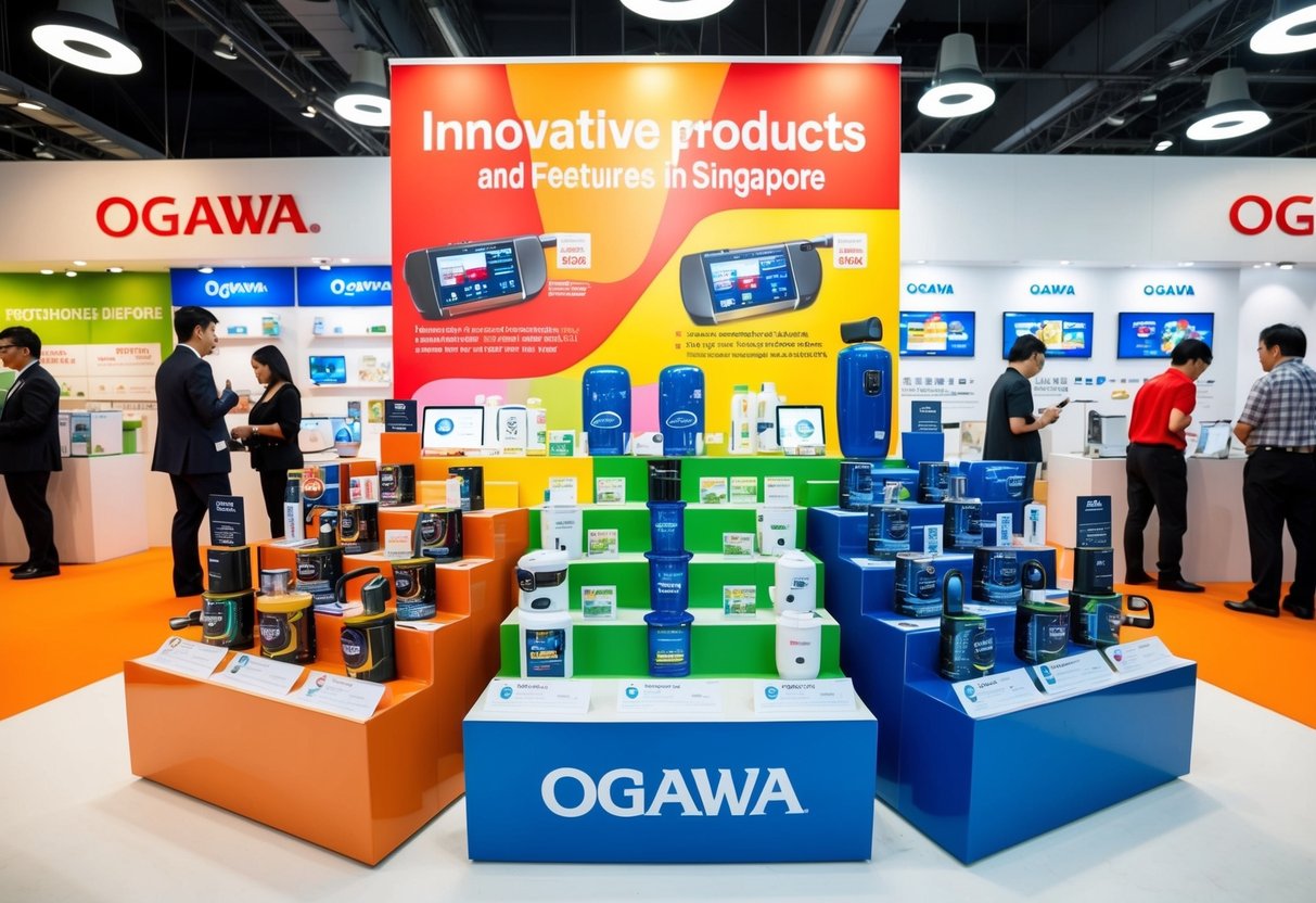 A colorful display of innovative products and features being promoted in Singapore by Ogawa