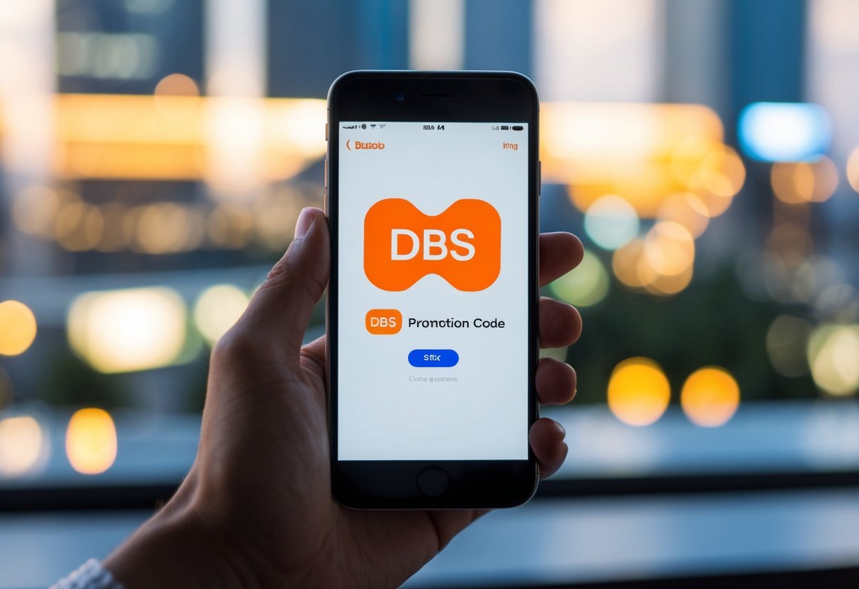 A smartphone displaying the Taobao app with a DBS promotion code on a Monday