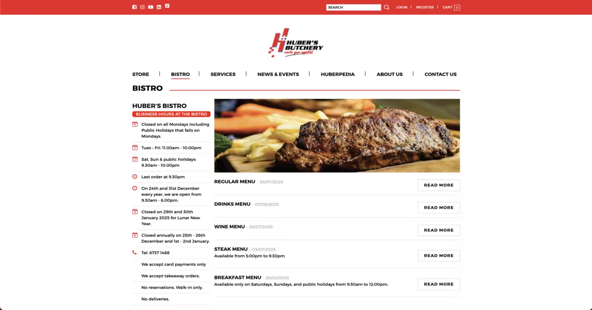 Huber&rsquo;S Bistro - family restaurants in Singapore