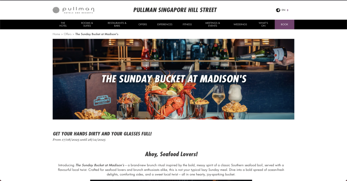 Madison’S At Pullman Singapore Hill Street - sunday brunches for an exquisite weekend feast in Singa